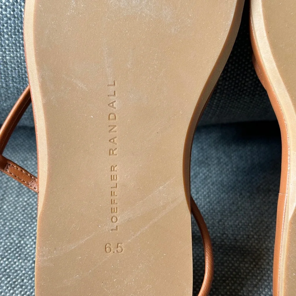 Loeffler Randall Noor Women Brown Leather Strappy Flat Sandals Size 6.5